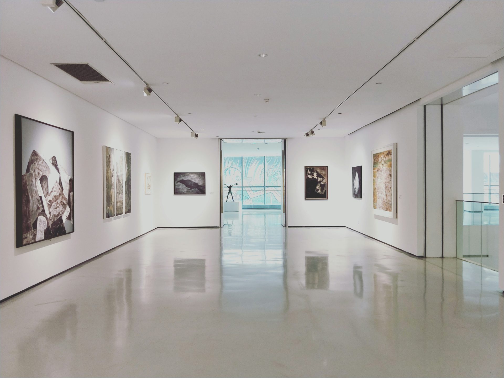 Art gallery with spacious white interior.